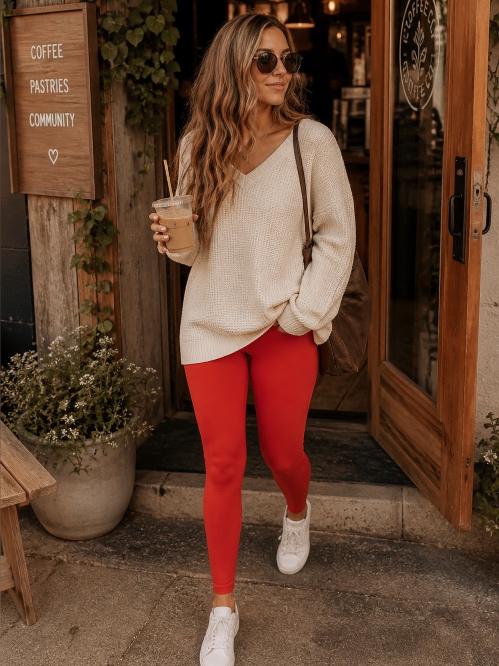Free People Movement Red Leggings | High Rise Athletic Workout Yoga Pants Size M